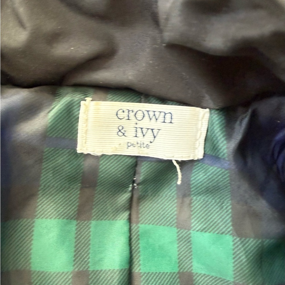 crown & ivy women’s black quilted blazer jacket petite - Picture 3 of 7